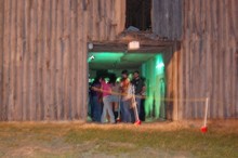 View of the barn near the end of the night